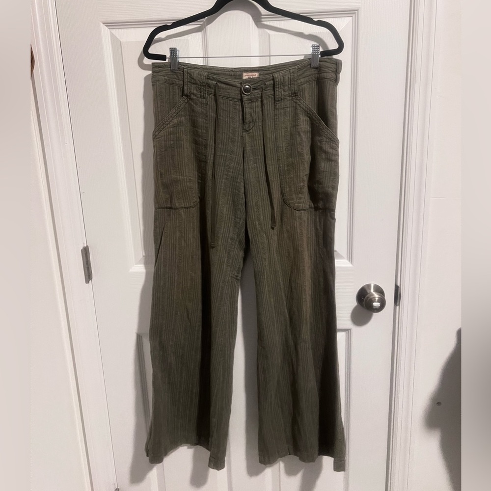 Free People Army Green Wide Leg Pants